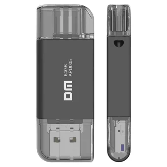 Dm APD005 Çift Taraflı USB 3.1 Lightning - Type-C 128 GB Flash Bellek Siyah