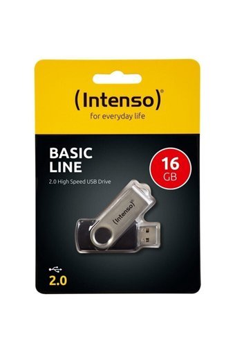Intenso Basic Line USB 2.0 Usb Type-A 16 GB Flash Bellek Gri Siyah