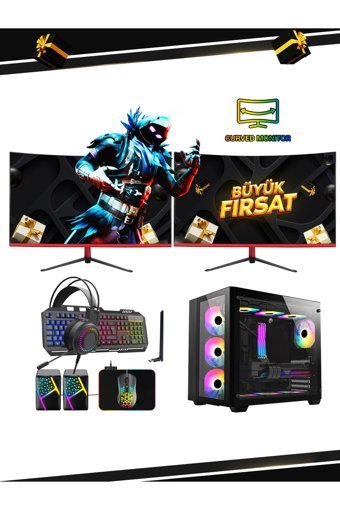 Ramtech Rmt Live V50 Harici Radeon RX 580 Intel Core i5 10400F 16 GB Ram 512 GB SSD Tower FreeDos 23.6 inç Monitörlü Masaüstü Oyuncu Bilgisayarı