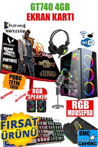 Dmc 160X Harici GeForce GT 740 AMD Ryzen 5 3600 32 GB Ram 500 GB HDD + 256 GB SSD Tower FreeDos 24 inç Monitörlü Masaüstü Oyuncu Bilgisayarı