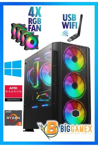 Biggamex CK47 Harici Radeon RX 550 AMD Ryzen 5 5500 32 GB Ram 1 TB SSD Tower FreeDos Masaüstü Oyuncu Bilgisayarı