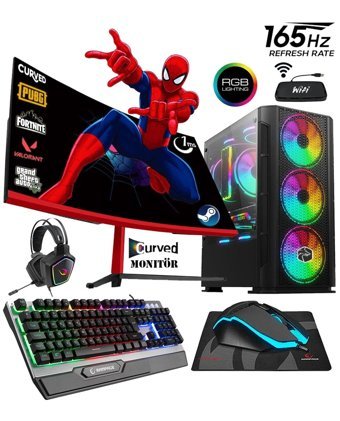 Zeiron SP52 Harici GeForce GTX 1650 Intel Core i5 10400F 16 GB Ram 1 TB SSD Tower FreeDos 23.8 inç Monitörlü Masaüstü Oyuncu Bilgisayarı