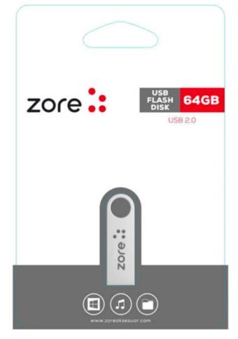 Zore USB 2.0 Usb Type-A 64 GB Flash Bellek Gri
