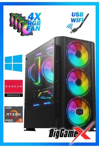 Biggamex TX11 Harici Radeon RX 550 AMD Ryzen 5 3600 16 GB Ram DDR4 500 + 256 GB SSD Tower FreeDos Masaüstü Oyuncu Bilgisayarı