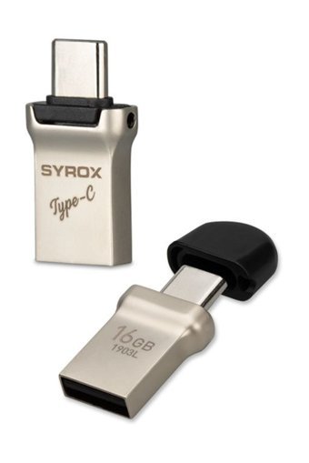 Syrox SYX-Utc-16 Çift Taraflı USB 2.0 Usb Type-C 16 GB Flash Bellek Gümüş