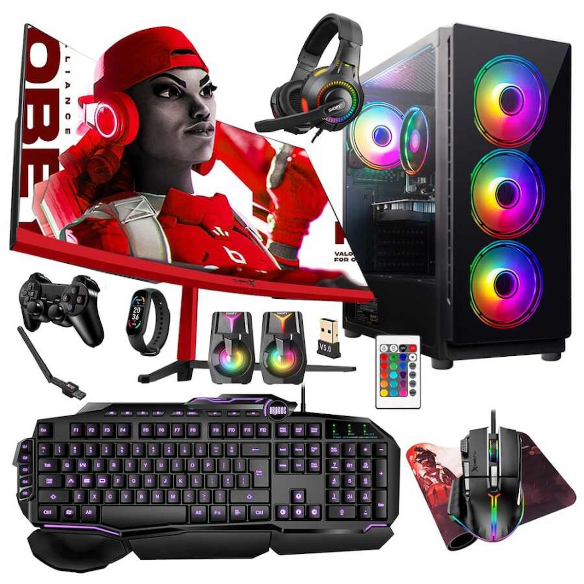 Turbox TX5269 Harici Radeon RX 560 Intel Core i5 9400F 16 GB Ram 512 GB SSD Tower FreeDos 23.6 inç Monitörlü Masaüstü Oyuncu Bilgisayarı