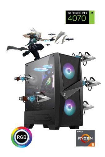 Güneysu Gaming Ggwp-83 Harici GeForce RTX 4070 AMD Ryzen 5 5600 32 GB Ram DDR4 500 GB SSD Tower FreeDos Masaüstü Oyuncu Bilgisayarı