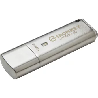 Kingston Ironkey Locker+ 50 Şifreli USB 3.2 Usb Type-A 128 GB Flash Bellek Gümüş