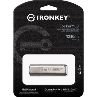 Kingston Ironkey Locker+ 50 Şifreli USB 3.2 Usb Type-A 128 GB Flash Bellek Gümüş