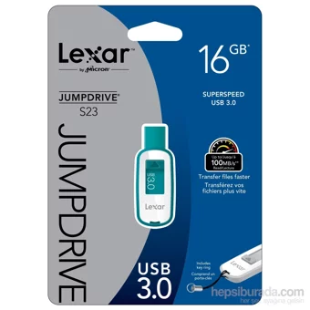 Lexar Jumpdrive S23 USB 3.0 Usb Type-A 16 GB Flash Bellek Yeşil