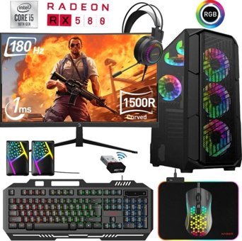 Xaser XSR458 Harici Radeon RX 580 Intel Core i5 10400F 16 GB Ram 256 GB SSD Tower FreeDos 24 inç Monitörlü Masaüstü Oyuncu Bilgisayarı