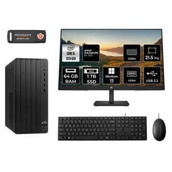 Hp Pro 290 G9 MW9ESD248 Harici Radeon RX 550 Intel Core i5 13500 64 GB Ram 1 TB SSD Tower Windows 11 Home 21.5 inç Monitörlü Masaüstü Oyuncu Bilgisayarı