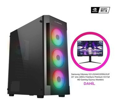 Creature CRTG56 Harici GeForce RTX 4060 AMD Ryzen 7 5700 16 GB Ram 512 GB SSD Tower FreeDos 24 inç Monitörlü Masaüstü Oyuncu Bilgisayarı