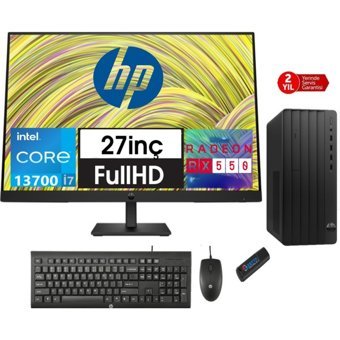 Hp 290 Pro G9 8624A8ET57 Harici Radeon RX 550 Intel Core i7 13700 64 GB Ram 512 GB SSD Tower Windows 11 Pro 27 inç Monitörlü Masaüstü Oyuncu Bilgisayarı + Zetta Flash Bellek