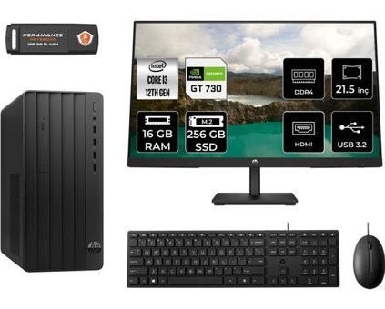 Hp Pro 290 G9 6D3A1EAMNT2311 Harici GeForce GT 730 Intel Core i3 12100 16 GB Ram 256 GB SSD Tower FreeDos 21.5 inç Monitörlü Masaüstü Oyuncu Bilgisayarı + PER4 BELLEK