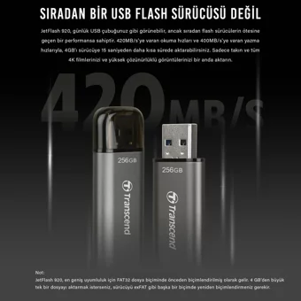 Transcend TS256GJF920 USB 3.2 Usb Type-A 256 GB Flash Bellek Siyah