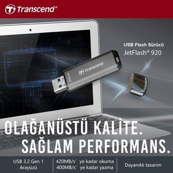 Transcend TS256GJF920 USB 3.2 Usb Type-A 256 GB Flash Bellek Siyah