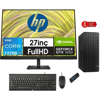 Hp 290 Pro G9 9624A8ET45 Harici GeForce GTX 1650 Intel Core i7 13700 8 GB Ram 4 TB SSD Tower Windows 11 Pro 27 inç Monitörlü Masaüstü Oyuncu Bilgisayarı + Zetta Flash Bellek