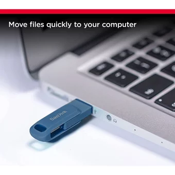 Sandisk Ultra Dual Drive Go Sdddc3-512G-G46Nb Mini Çift Taraflı USB 3.1 Usb Type-C 512 GB Flash Bellek Mavi