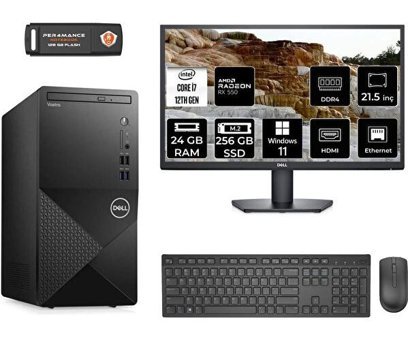 Dell Vostro 3910MT N7598VDT3910MNT1371 Harici Radeon RX 550 Intel Core i7 12700 24 GB Ram 256 GB SSD Tower Windows 11 Home 21.5 inç Monitörlü Masaüstü Oyuncu Bilgisayarı + PER4 BELLEK