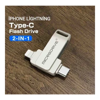 Microdrive Çift Taraflı USB 3.0 Lightning - Type-C 128 GB Flash Bellek Gümüş