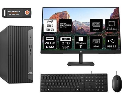 Hp Pro 400 G9 6U3M9EAMNT1369 Harici Radeon RX 550 Intel Core i7 12700 20 GB Ram 2 TB SSD Tower Windows 11 Home 21.5 inç Monitörlü Masaüstü Oyuncu Bilgisayarı + PER4 BELLEK