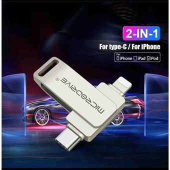 Microdrive Çift Taraflı USB 3.0 Lightning - Type-C 128 GB Flash Bellek Gümüş