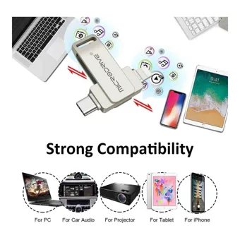 Microdrive Çift Taraflı USB 3.0 Lightning - Type-C 128 GB Flash Bellek Gümüş