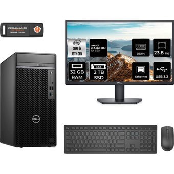 Dell Optiplex 7010MT N010O7010MTUMNT1329 Harici Radeon RX 550 Intel Core i5 13500 32 GB Ram 2 TB SSD Tower FreeDos 23.8 inç Monitörlü Masaüstü Oyuncu Bilgisayarı + PER4 BELLEK