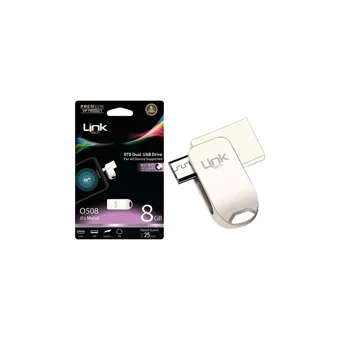 Linktech O508 Premium Dual Mini Çift Taraflı USB 3.0 Micro Usb 8 GB Flash Bellek Gümüş