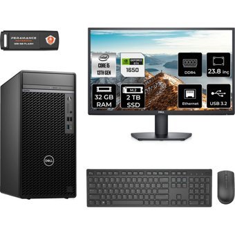 Dell Optiplex 7010MT N010O7010MTUMNT4329 Harici GeForce GTX 1650 Intel Core i5 13500 32 GB Ram 2 TB SSD Tower FreeDos 23.8 inç Monitörlü Masaüstü Oyuncu Bilgisayarı + PER4 BELLEK