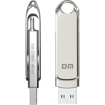 DM PD189 Çift Taraflı USB 3.1 Usb Type-A Type-C 512 GB Flash Bellek Gri