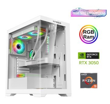 Xaser XSR808 Harici GeForce RTX 3050 AMD Ryzen 5 5600 16 GB Ram 512 GB SSD Tower FreeDos Masaüstü Oyuncu Bilgisayarı