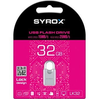 Syrox LK32 Lock Design Şifreli USB 2.0 Usb Type-A 32 GB Flash Bellek Gümüş