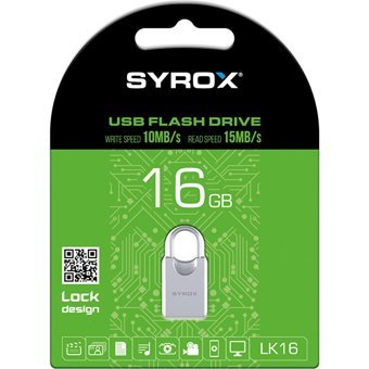 Syrox LK16 Lock Design Şifreli USB 2.0 Usb Type-A 16 GB Flash Bellek Gümüş