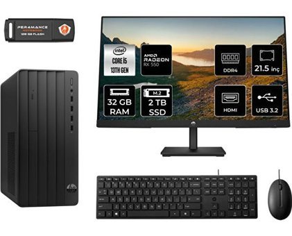 Hp Pro 290 G9 8T2W9ESMNT1329 Harici Radeon RX 550 Intel Core i5 13500 32 GB Ram 2 TB SSD Tower FreeDos 21.5 inç Monitörlü Masaüstü Oyuncu Bilgisayarı + PER4 BELLEK