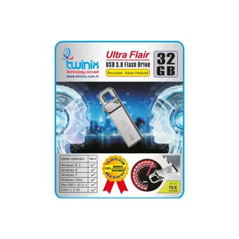 Twinix Şifreli USB 2.0 Usb Type-A 32 GB Flash Bellek Gümüş