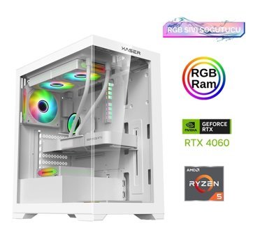 Xaser XSR814 Harici GeForce RTX 4060 AMD Ryzen 5 5600 16 GB Ram 512 GB SSD Tower FreeDos Masaüstü Oyuncu Bilgisayarı