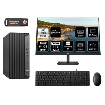 Hp Pro 400 G9 M8EAD248 Harici Radeon RX 550 Intel Core i5 12400 64 GB Ram 1 TB SSD Tower Windows 11 Home 21.5 inç Monitörlü Masaüstü Oyuncu Bilgisayarı