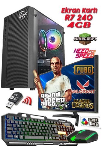 Warbox Trevor Eko Harici Radeon R7 240 Intel Core i3 3220 8 GB Ram 256 GB SSD Tower FreeDos 19.5 inç Monitörlü Masaüstü Oyuncu Bilgisayarı