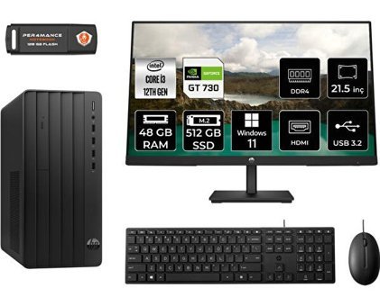 Hp Pro 290 G9 6D3A1EAMNT2392 Harici GeForce GT 730 Intel Core i3 12100 48 GB Ram 548 GB SSD Tower Windows 11 Home 21.5 inç Monitörlü Masaüstü Oyuncu Bilgisayarı + PER4 BELLEK