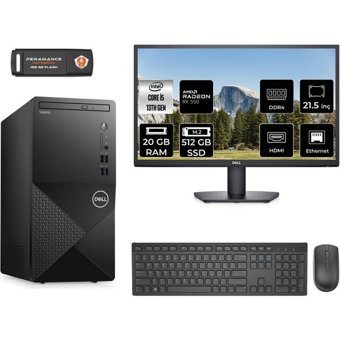 Dell Vostro 3020 N2050VDT3020MTUMNT1317 Harici Radeon RX 550 Intel Core i5 13400 20 GB Ram 512 GB SSD Tower FreeDos 21.5 inç Monitörlü Masaüstü Oyuncu Bilgisayarı + PER4 BELLEK