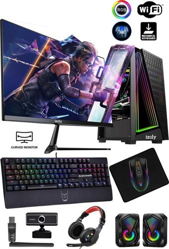 Izoly Nemesis Harici Radeon RX 550 Intel Core i5 10400F 16 GB Ram 512 GB SSD Tower FreeDos 24 inç Monitörlü Masaüstü Oyuncu Bilgisayarı