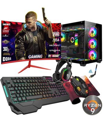 Zeiron ZNX1152 Harici GeForce RTX 3050 AMD Ryzen 9 5900X 32 GB Ram DDR4 512 GB SSD Tower FreeDos 24 inç Monitörlü Masaüstü Oyuncu Bilgisayarı
