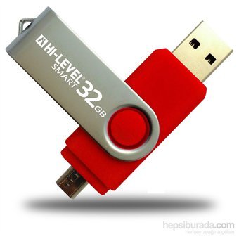 Hi-Level HLV-USB20K Şifreli Çift Taraflı USB 2.0 Usb Type-A Micro-A 32 GB Flash Bellek Kırmızı