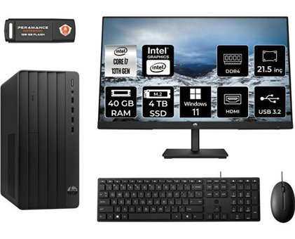Hp Pro 290 G9 8T2X2ESMNT390 Dahili Intel UHD Graphics 770 Intel Core i7 13700 40 GB Ram 4 TB SSD Tower Windows 11 Home 21.5 inç Monitörlü Masaüstü Bilgisayar + PER4 BELLEK