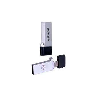 Syrox SYX-OTG Mini Çift Taraflı USB 2.0 Micro Usb 64 GB Flash Bellek Gümüş