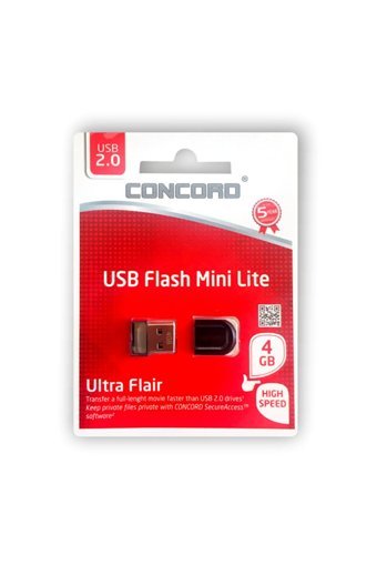 Concord Cruzer Fit C-Uml Şifreli Mini USB 2.0 Usb Type-A 4 GB Flash Bellek Siyah