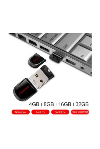 Concord Cruzer Fit C-Uml Şifreli Mini USB 2.0 Usb Type-A 4 GB Flash Bellek Siyah