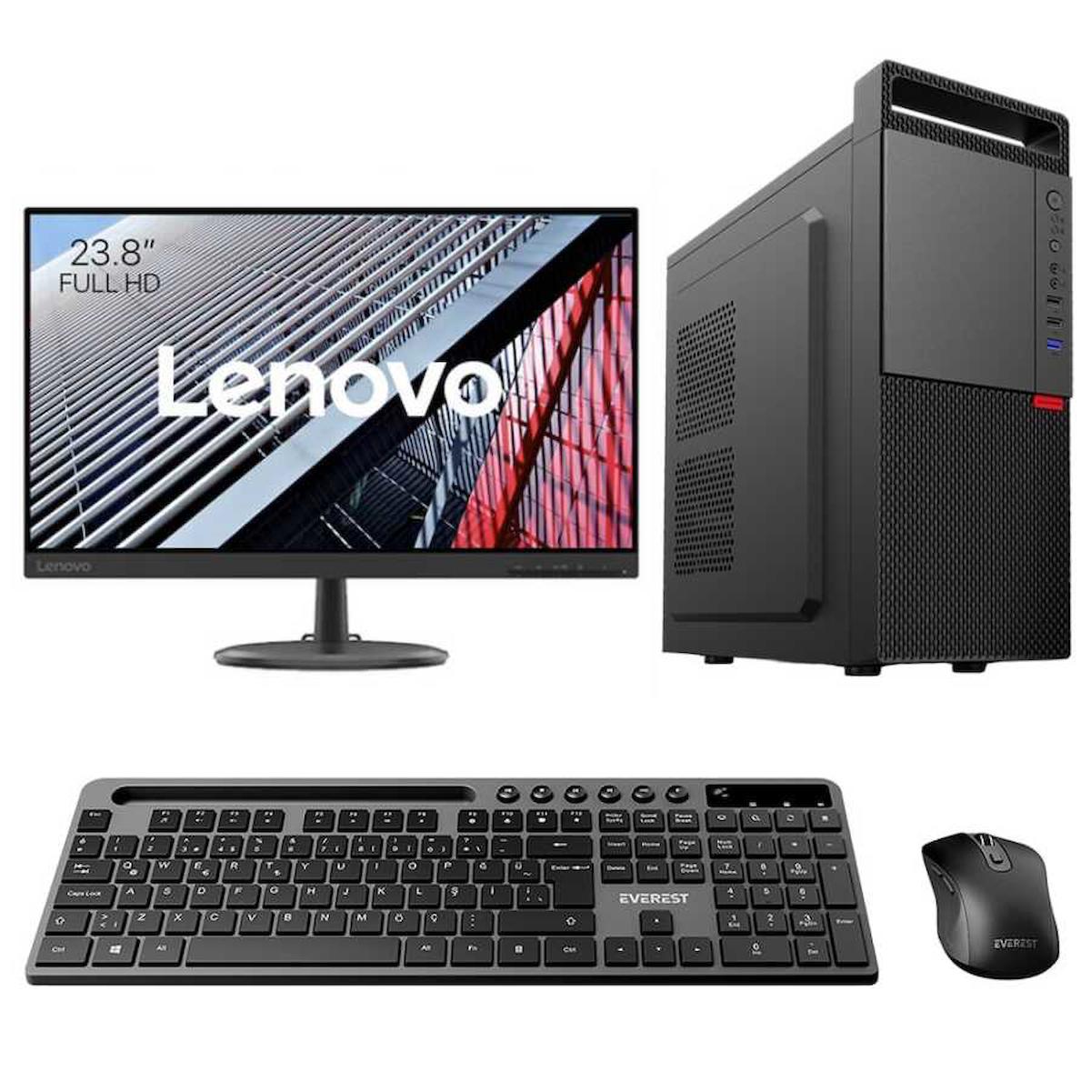 Lenovo TX5242 Dahili Intel UHD Graphics 730 Intel Core i5 12400 16 GB Ram DDR4 256 GB SSD Tower FreeDos 23.8 inç Monitörlü Masaüstü Bilgisayar